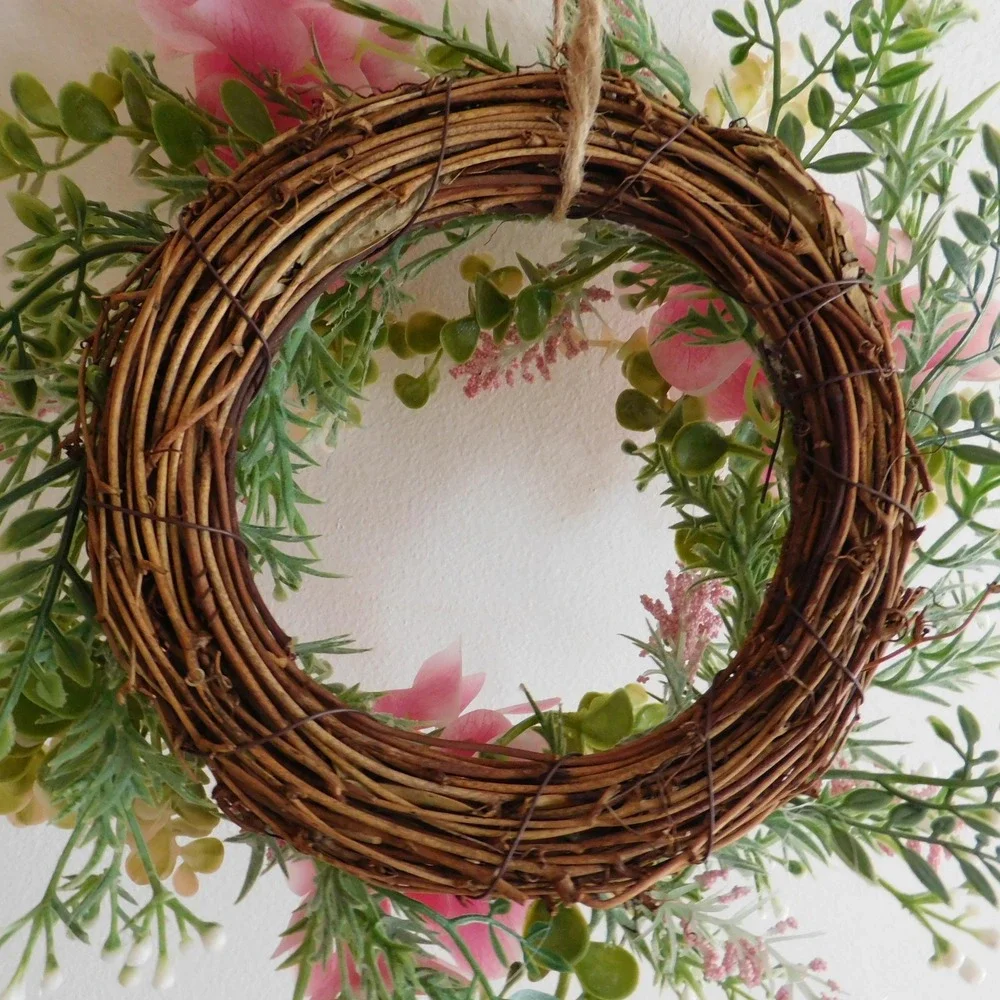 Pink Hydrangea Mini Wreath, Candle Ring, Cottagecore, Farmhouse, Spring Summer